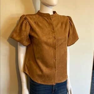 Chic Tan Button-Down Women's Top